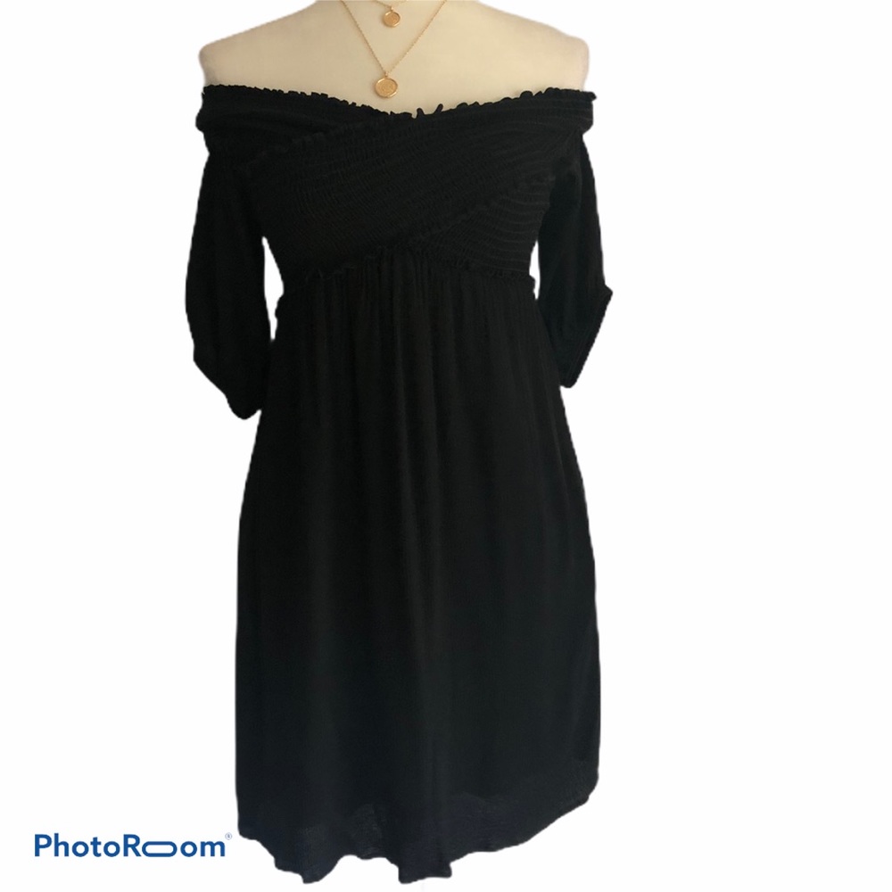 Annabelle Smocking Band Off Shoulder Swing Dress